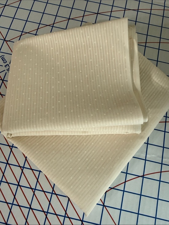 Other - Vintage Butter Yellow Dotted Swiss Leno Stripe Fabric 3 Yards 44” 2 Pieces